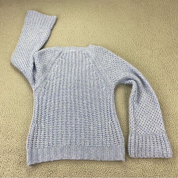 Moth Mohair Wool Blend Pull Over Cable Knit Bell Sleeve V-Neck Sweater  Size: XS - Picture 5 of 14